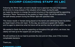 Karmine Corp telah membuat perubahan pada staf pelatih tim LEC-nya