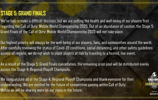 The Call of Duty: Mobile World Championship 2020 dibatalkan